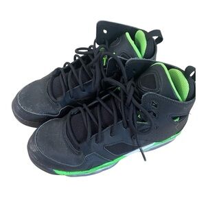 Kids Jordan Flight Club 91 Black Green Strike Sneakers Size 3.5Y